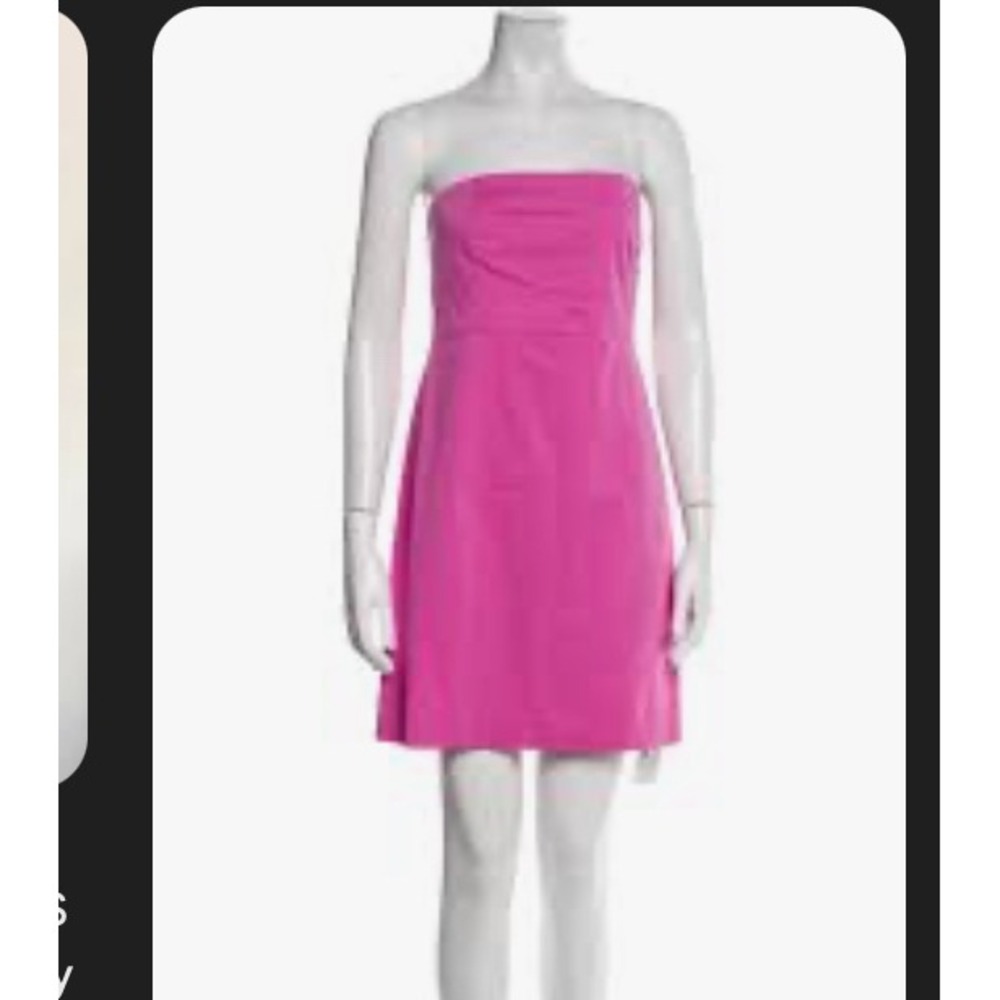 Theory Pink Strapless Sheath Mini Dress Size 10 Cotton Blend Formal Cocktail‎